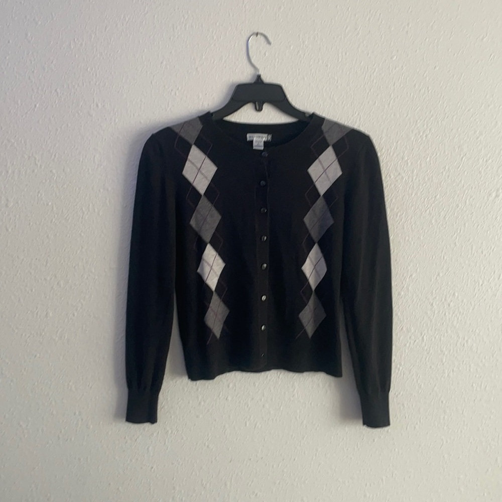 Willow Bay Purple Black Button Up Cardigan